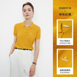 navigare 小帆船黄色短袖POLO衫女士夏季新款休闲针织翻领T恤衫