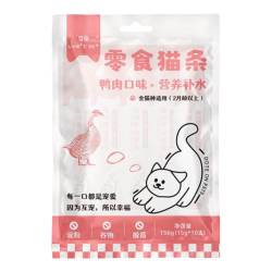 互宠（WHO'S PET）猫条零食湿粮营养补水成猫幼猫宠物零食成猫幼猫通用 鸭肉零食猫条15g*10支