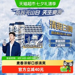 乌苏啤酒 白啤500ml*12*2箱共24罐易拉罐整箱听装啤酒