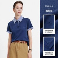 移动端：navigare 小帆船灰色休闲短袖POLO衫t恤女夏季新款百搭翻领体恤衫