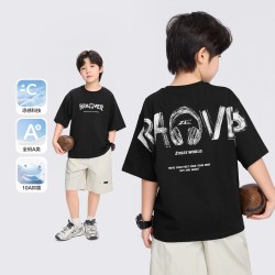 左西童装男童短袖T恤儿童速干衣夏装2026新款大童青少年半袖上衣