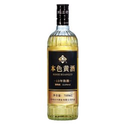 越杭浙江老黄酒糯米酒10年陈本色花雕酒700ml瓶装无焦糖色元红酒