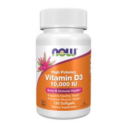 NOW Foods 维生素D3高浓度软胶囊 10000IU 骨骼健康免疫支持