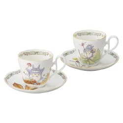 NORITAKE 杯子和碟子（一对）（咖啡茶用）250cc 龙猫 微波炉兼容 两件装 骨瓷 TP97889/4924-38