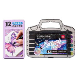 得力 软绘闪光马克笔 12色