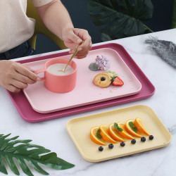 巧居巧具 QJDL茶具点心水果托盘 家用小麦秸秆长方形厨房客厅餐厅菜盘批发
