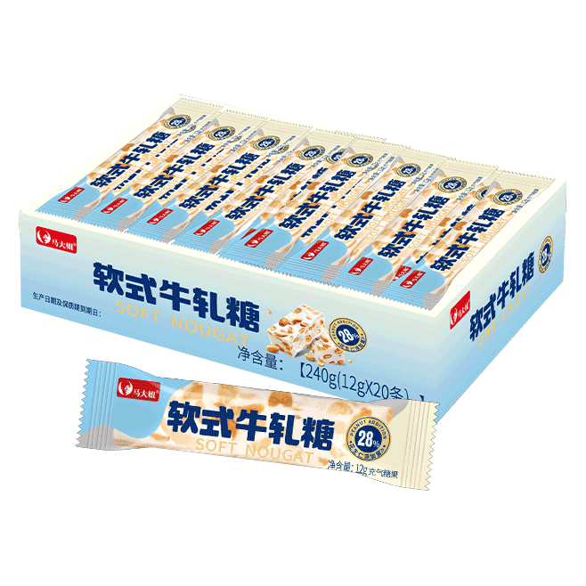 马大姐 花生牛轧糖 法式软奶糖 240g(20条) 休闲零食