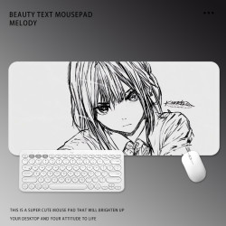 kuroha欲语鼠标垫超大黑白线条女孩电竞游戏滑鼠垫学生书桌键盘垫