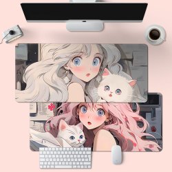美少女女生超大号办公桌垫笔记型电脑键盘垫卡通防滑软垫子鼠标垫