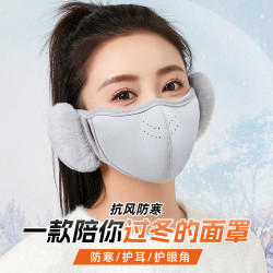 保暖耳罩口罩一体式户外骑行防寒防风透气护耳款立体防晒面罩耳包