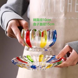 高颜值玻璃复古款碗高端感餐具高档精致吃饭碗上档次漂亮家用大气