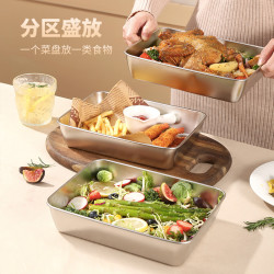带盖不锈钢加厚盘多用网红方盘托盘25*19.5*5.5