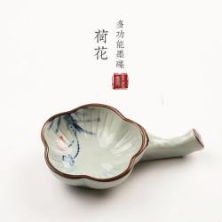 冰裂陶瓷书法墨蝶学生小砚台笔架笔搁国画墨汁水碟笔洗文房四宝