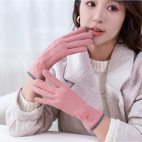秋冬男女同款保暖防寒加绒户外骑行分指手套可触屏耐磨德绒手套