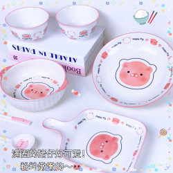 釉下彩陶瓷碗少女心泡面碗碗盘餐具米饭碗家用可爱