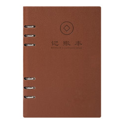 左蒂 皮质活页式黑色家庭记账本手工记录公司流水记账