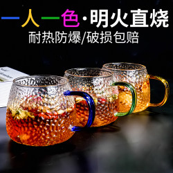 防爆泡茶奶茶杯耐高温防摔玻璃杯高硼硅高颜值杯家用大容量带把手
