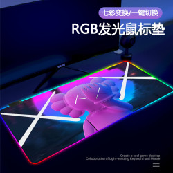 芝麻街发光鼠标垫超大USB接口防滑垫RGB带灯幻彩桌垫电竞游戏男生
