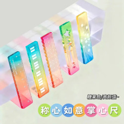 称心如意掌心尺糖果色家用透明色波浪直尺学习手帐用品