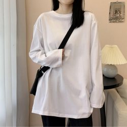 宽松新疆纯棉T恤大码白色T恤夏季黑色女款上衣长袖打底衫长袖T恤