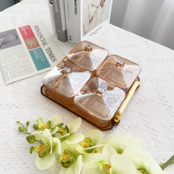 媚家 茶几玻璃家用创意简约欧式分格零食盒