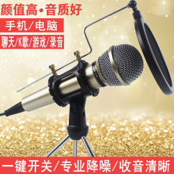麦克风电脑台式机电容话筒手机全民k歌神器游戏直播录音降噪有线