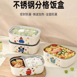 加厚不锈钢保温饭盒高颜值分格餐盒学生上班族可微波炉加热便当盒