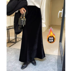 秋冬丝绒慵懒风韩系垂顺中长款a字鱼尾裙新款长款裙子