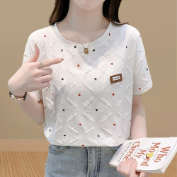 纯棉短袖T恤女2026夏季新款立体发泡印花宽松休闲百搭上衣ins潮