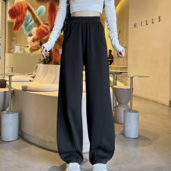 阔腿香蕉裤直筒显新款加绒百搭垂感红色裤子女网红爆款2026最新款