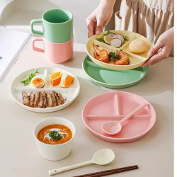 三格分餐盘家用网红创意陶瓷减脂定量北欧色釉211早餐盘分格盘