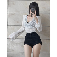 SweetKiki 辣妹沙丘废土风防晒性感上衣设计感连帽长袖露脐短款女