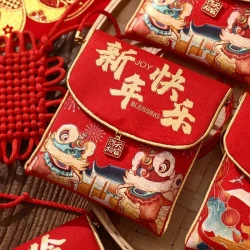 新年布艺红包钱包2026马年周岁满月生日给孩子利是封过年压岁钱包