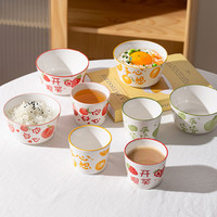 孟垣 水果系列12件套家用釉下餐杯吃饭碗牛奶杯儿童彩陶瓷餐具
