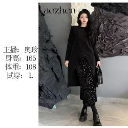 胖mm炸街上衣御姐两片式开衩洋气百搭显瘦值得入手