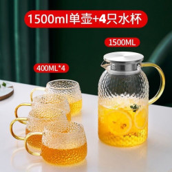 耐热玻璃水壶米粒锤纹茶壶凉水壶果汁壶耐高温大容量水具套装