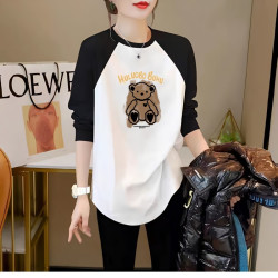 撞色插肩长袖t恤女2025春秋拼接纯棉内搭长款打底衫洋气上衣女ins