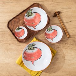 蔬菜日式沙拉果盘碟子甜品盘家用餐盘餐具釉下彩陶瓷深盘碟碗瓷盘