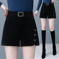 黑色短裤女秋冬2026新款松紧高腰显瘦直筒裤加厚百搭休闲外穿靴裤