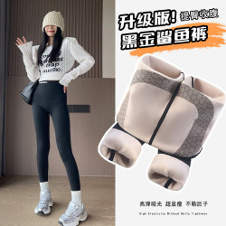 加绒加厚蚂蚁腰鲨鱼裤芭比裤高腰收腹提臀保暖裤打底裤外穿瑜伽裤