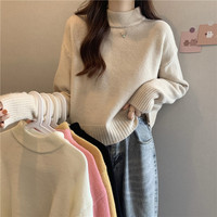 时尚韩版上衣黑色新款女款白色宽松毛衣洋气独特百搭短款打底衫
