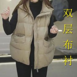 2025新款白鸭绒马甲羽绒女短款外穿洋气时尚秋冬款宽松白鸭绒坎肩
