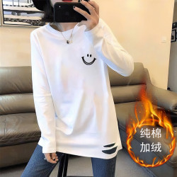 95纯棉新款】洋气中长款长袖T恤女打底衫宽松圆领上衣白色内搭爆款