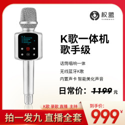 权盟 炫声麦克风户外直播K歌网红声卡蓝牙无线话筒音响一体机专业