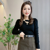 毛衣女款2025款网红款女装秋装金属扣镂空上衣打底衫女内搭