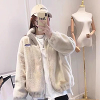 韩版新款加厚毛毛外套毛绒绒外套保暖棉服女秋冬宽松上衣3