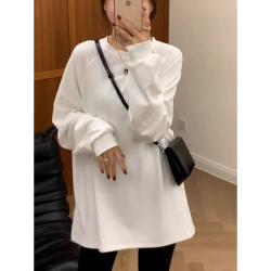 洋气遮屁股新款tT恤宽松女款长袖薄款打底衫大码显瘦白色上衣2026