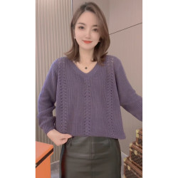 2026秋冬新款韩版女装宽松百搭V领套头针织衫显瘦毛衣
