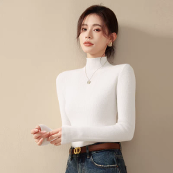一线成衣秋冬新款针织打底衫无缝一体修身显瘦毛衣时髦女半高领