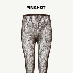 PINKHOT 2026新品 立体波浪纹性感镂空网眼黑色连裤袜 6008423